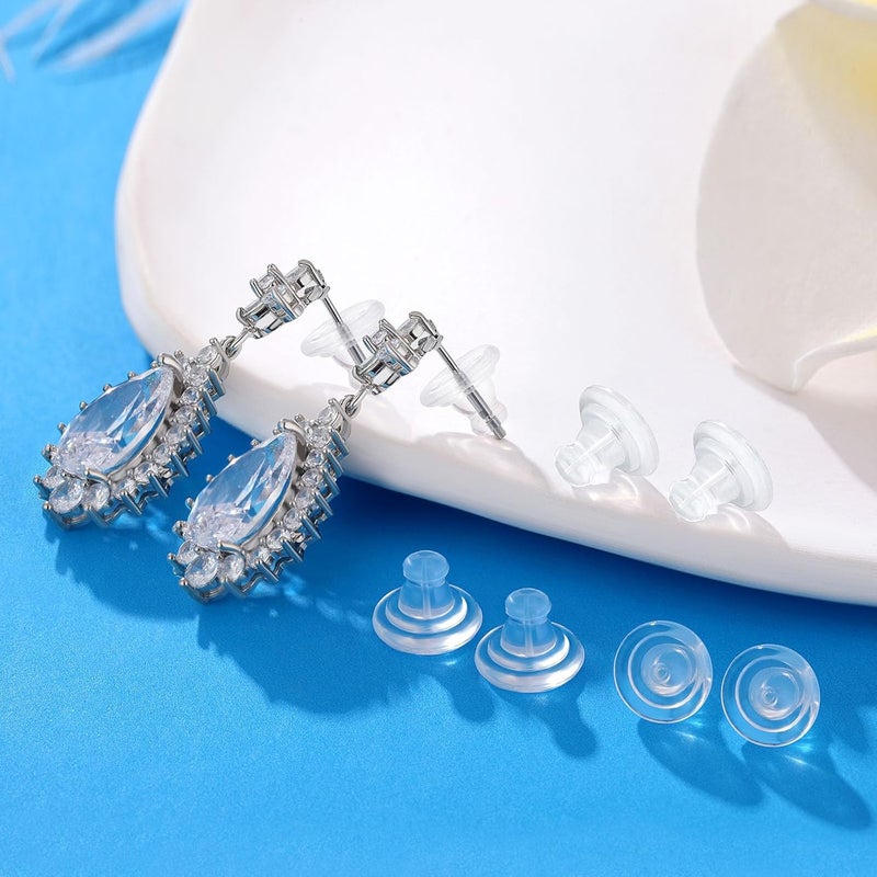 Moconar Silicone Earring Backs, Transparency Secure Earring Backs for Studs, Hypoallergenice Backings Replacements for Studs/Droopy Ears, No-Irritate for Adults (Clear) - Image 3